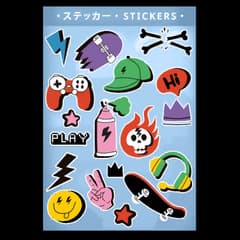ReStory MTW sticker sheet with gaming, music, and streetwear graphics